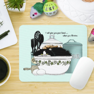 Pittige Tuxedo Kat Vintage Kom Aqua Retro Keuken Muismat