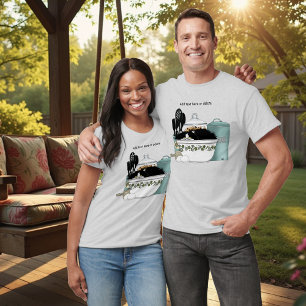 Pittige Tuxedo Kat Vintage Kom Aqua Retro Keuken T-shirt