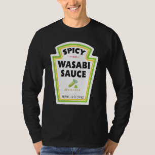 Pittige Wasabi Saus Fles Label Halloween Kostuum T-shirt