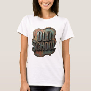 Pittige Zilveren OLD SCHOOL Print T-shirt
