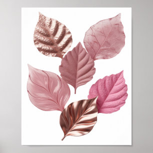Pittige Zilveren ROZE BLADEREN Slogan Design Poster