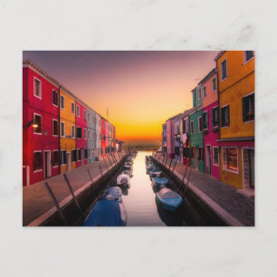 Pittoresk Burano-eiland bij zonsondergang Venetië Briefkaart