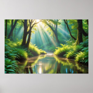 Pittoresk Landschap Panoramische River Natuur Kalm Poster