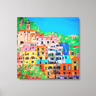 Pittoreske Amalfikust Italië Middellandse Zee Klif Canvas Afdruk