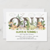 Pittoreske Dinosaurus Wilde Eerste Verjaardagsfees Kaart (Voorkant)