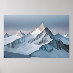 Pittoreske Landschap Bergen Winter Natuur Art Poster