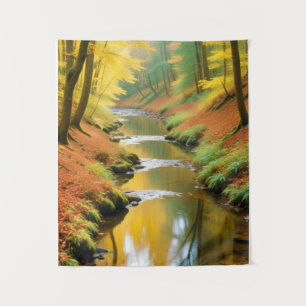 Pittoreske Landschap Forest River Natuur rustig Wandkleed