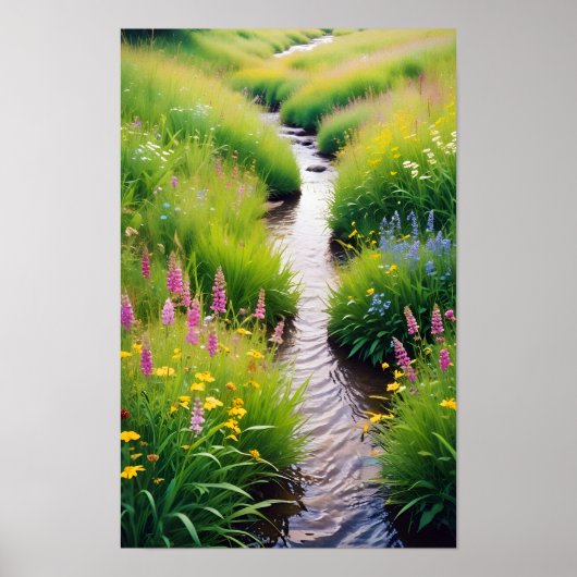 Pittoreske Landschap Forest Stream Natuur Walk Poster (Voorkant)