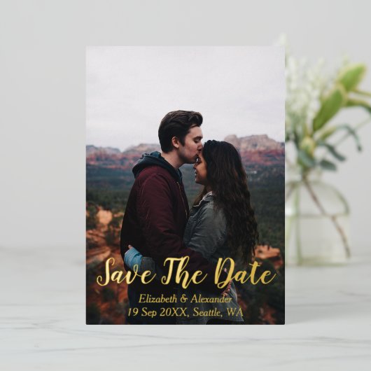 Pittoresque Mountain Enregistrer la carte Date (Debout devant)