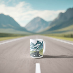 Pittoresque Mountain Road Watercolor Art Mug