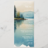 Pittoresque Watercolor Pine tree Lake menu mariage (Devant)