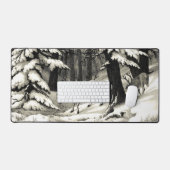 Pittoresque Winter Woods Snowy Evergreens Faune (Clavier et souris)