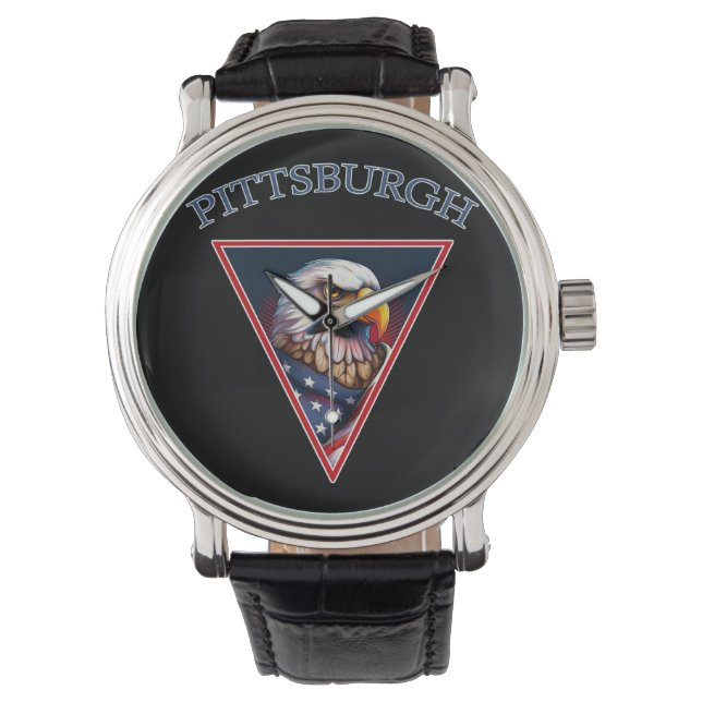 Pittsburgh American Bald Eagle Horloge (Voorkant)