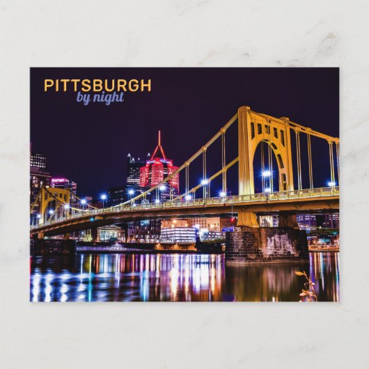 Pittsburgh bij nacht briefkaart (Voorkant)
