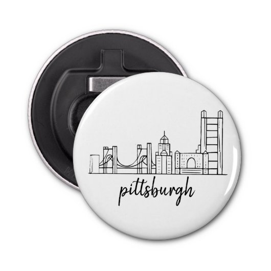 Pittsburgh Bottle Open Button Flesopener (Voorkant)
