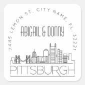 Pittsburgh Bruiloft | Afdichting van vooraf geadre Vierkante Sticker (Voorkant)