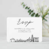 Pittsburgh Bruiloft Minimalistische Schets RSVP Informatiekaartje (Staand voorkant)