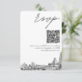 Pittsburgh Bruiloft Moderne RSVP QR Code Klein Informatiekaartje (Staand voorkant)
