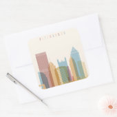 Pittsburgh | City Skyline Vierkante Sticker (Envelop)