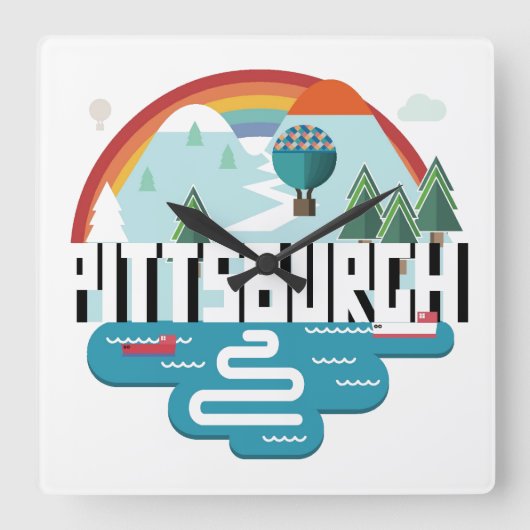 Pittsburgh | Cityscape Design Vierkante Klok (Voorkant)