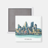 Pittsburgh Cityscape Magneet (Voorkant / Achterkant)