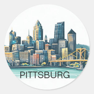 Pittsburgh Cityscape Ronde Sticker