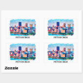 Pittsburgh Cityscape Waterverf Schilderen Rechthoekige Sticker (Vel)