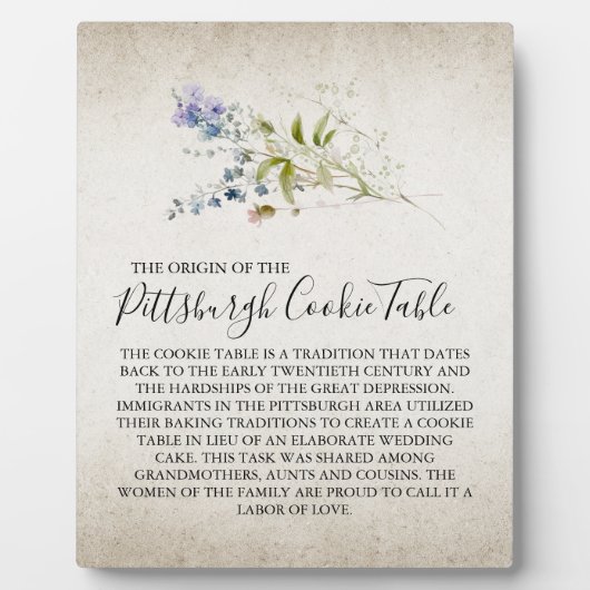PITTSBURGH COOKIE-TABEL VOOR AFBEELDINGEN FOTOPLAAT (Voorkant)