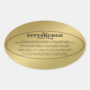 Pittsburgh Cookie Table Thing Gedicht Goud Ovale Sticker