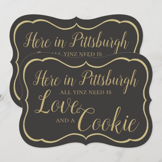Pittsburgh Cookie Tafel Allemaal Yinz Nodig Bord Kaart (Voorkant / Achterkant)