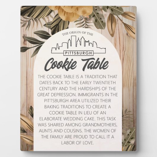 PITTSBURGH COOKIE TAFEL TEKEN TROUWTAFEL TEKEN FOTOPLAAT (Voorkant)