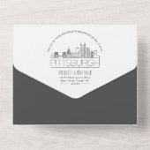 Pittsburgh Deco Skyline | Bruiloft All In One Uitnodiging (Achterkant)