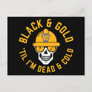 Pittsburgh Football Fan Black en Gold Skull Canva Briefkaart