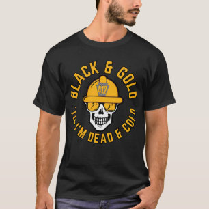 Pittsburgh Football Fan Black en Gold Skull Canva T-shirt