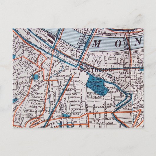 PITTSBURGH, het Briefkaart van de Kaart van de PA  (Voorkant)