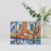 Pittsburgh in de winter schilderen briefkaart (Staand voorkant)