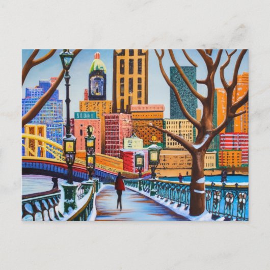 Pittsburgh in de winter schilderen briefkaart (Voorkant)