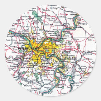 Pittsburgh-kaart Ronde Sticker