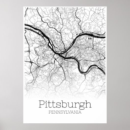 Pittsburgh Map - Pennsylvania - City Map Poster (Voorkant)