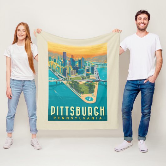Pittsburgh, PA | Bird's Eye Uitzicht Fleece Deken (In situ)