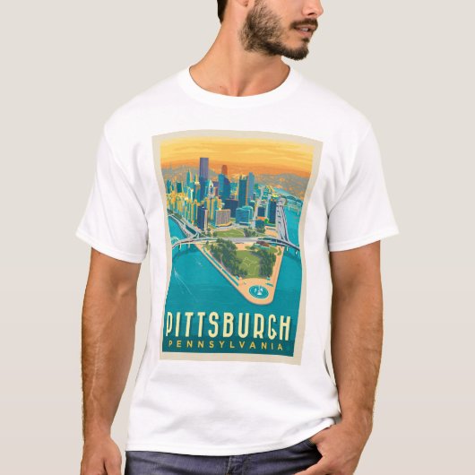 Pittsburgh, PA | Bird's Eye Uitzicht T-shirt (Voorkant)