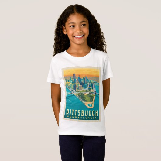 Pittsburgh, PA | Bird's Eye Uitzicht T-shirt (Voorkant volledig)