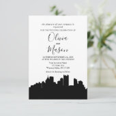 Pittsburgh PA Skyline Cityscape Wedding Invitation Kaart (Staand voorkant)