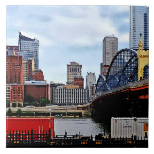 Pittsburgh PA - Trein bij Smithfield St Bridge Tegeltje