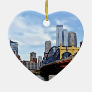 Pittsburgh PA - Trein door Smithfield St Bridge Keramisch Ornament