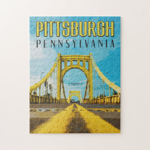 Pittsburgh, PA Yellow Bridge Vintage Travel Legpuzzel