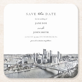 Pittsburgh Paper Onderzetter Save the Date