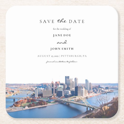 Pittsburgh Paper Onderzetter Save the Date (Voorkant)