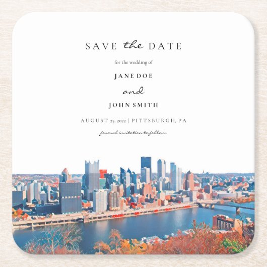 Pittsburgh Paper Onderzetter Save the Date (Voorkant)