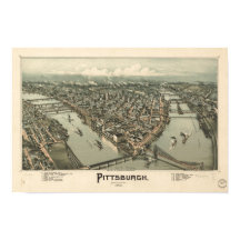Pittsburgh Pennsylvania 1902 Antiek Panorama